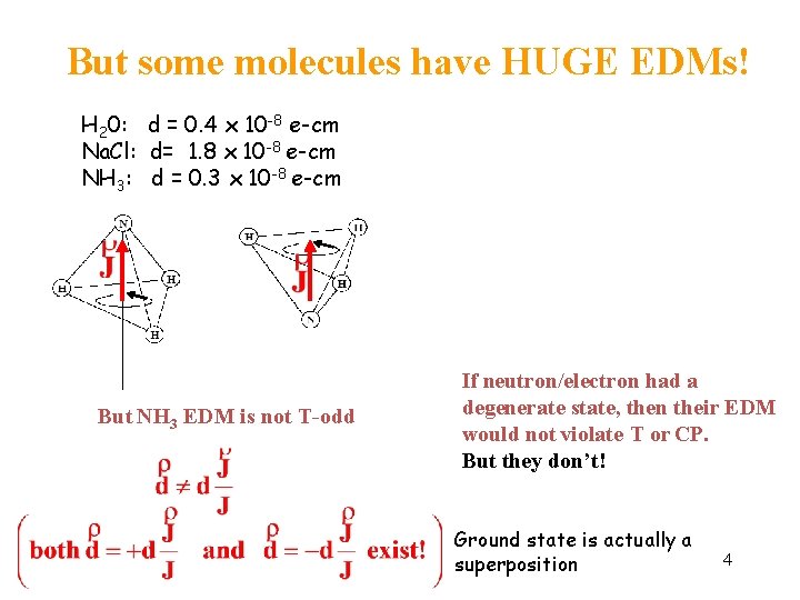 But some molecules have HUGE EDMs! H 20: d = 0. 4 x 10