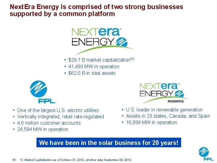 Next. Era Energy is comprised of two strong businesses supported by a common platform