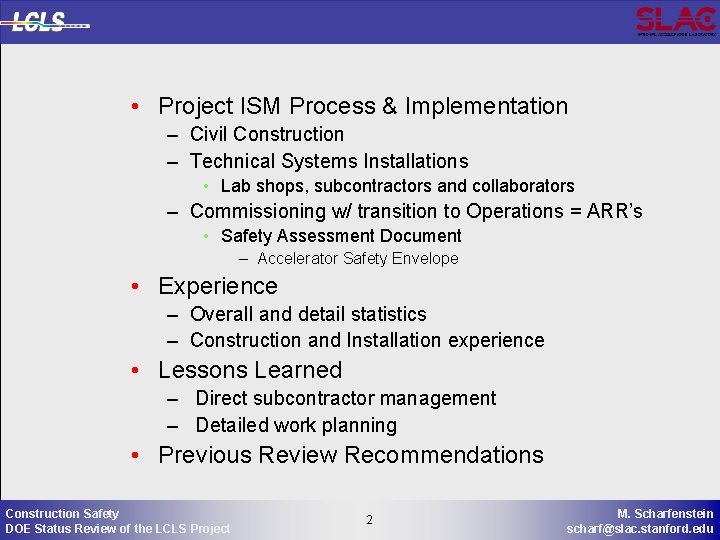  • Project ISM Process & Implementation – Civil Construction – Technical Systems Installations