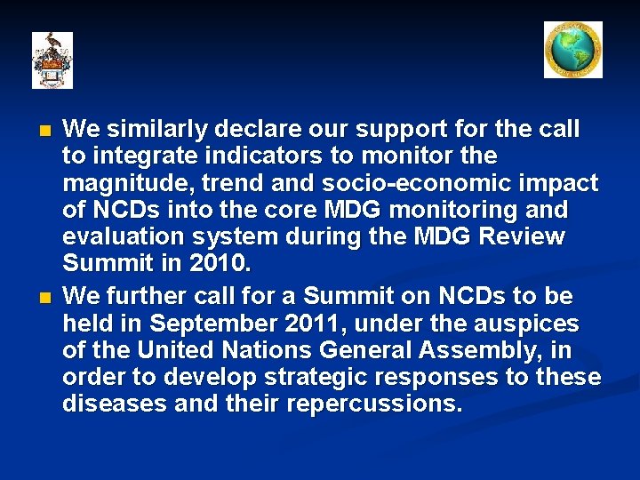 n n We similarly declare our support for the call to integrate indicators to
