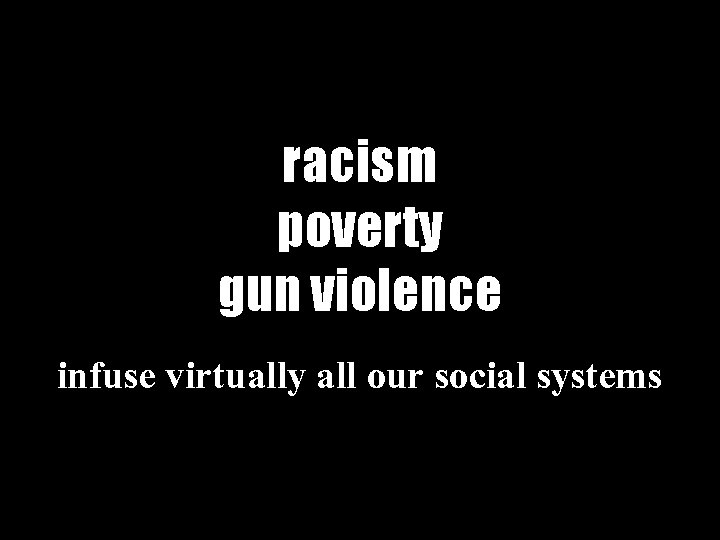 racism poverty gun violence infuse virtually all our social systems racism poverty gun violence infuse virtually all our social systems