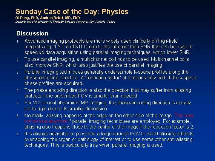 Sunday Case of the Day: Physics Qi Peng, Ph. D, Andres Rahal, MD, Ph.