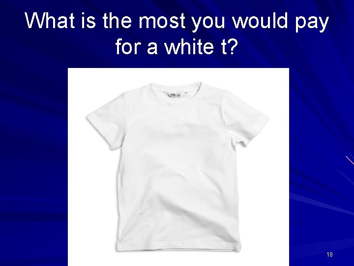 What is the most you would pay for a white t? SWS 2006 18
