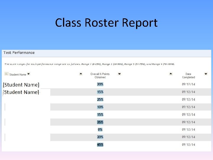 Class Roster Report 