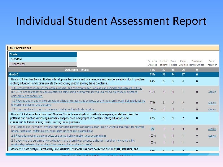 Individual Student Assessment Report 