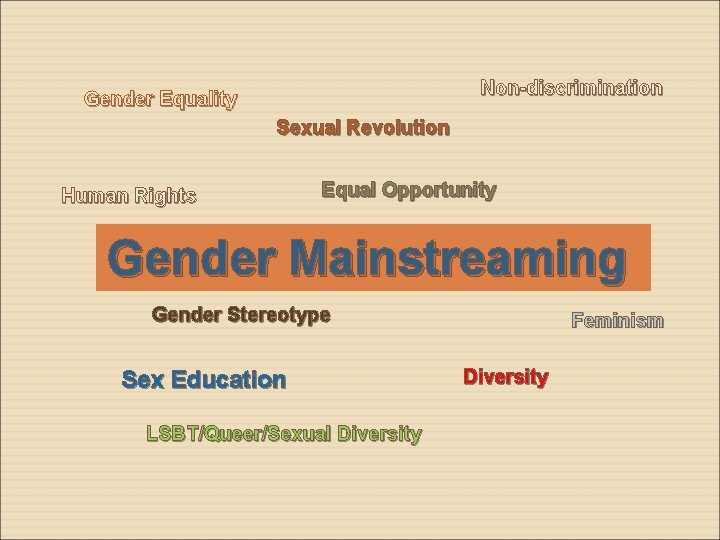 Non-discrimination Gender Equality Sexual Revolution Human Rights Equal Opportunity Gender Mainstreaming Gender Stereotype Sex