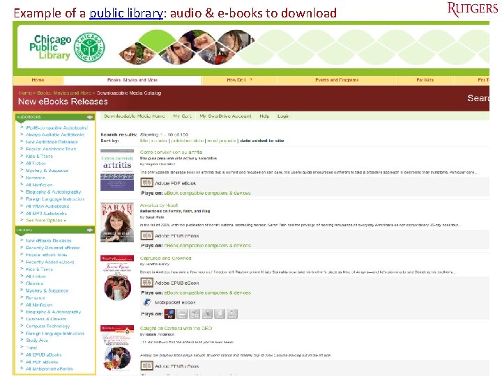 Example of a public library: audio & e-books to download Tefko Saracevic 45 