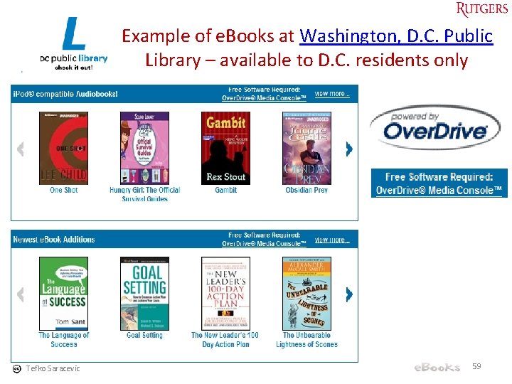 Example of e. Books at Washington, D. C. Public Library – available to D.