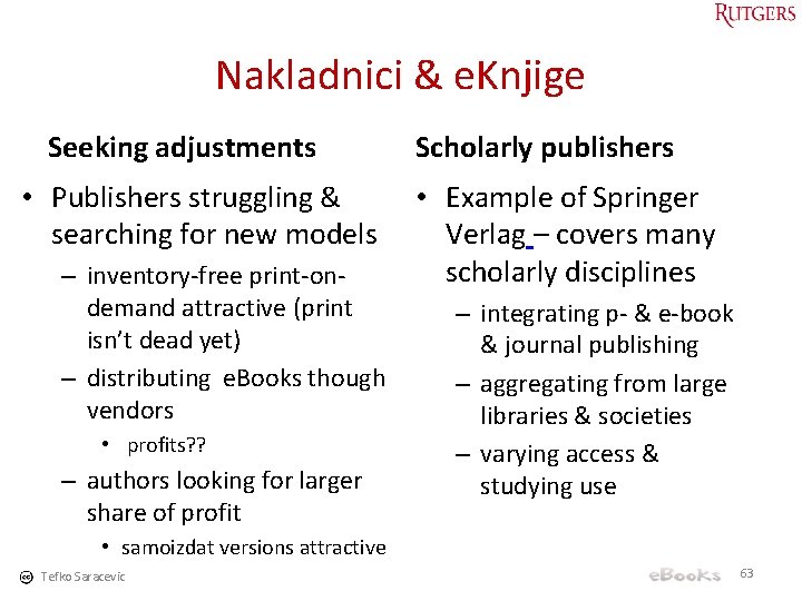 Nakladnici & e. Knjige Seeking adjustments • Publishers struggling & searching for new models