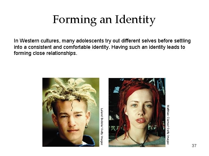 Forming an Identity In Western cultures, many adolescents try out different selves before settling
