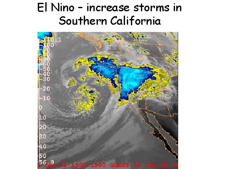 El Nino – increase storms in Southern California 