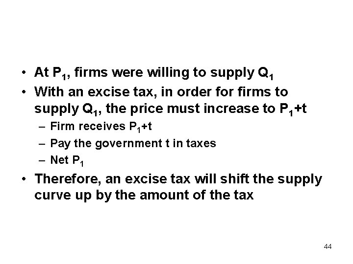  • At P 1, firms were willing to supply Q 1 • With