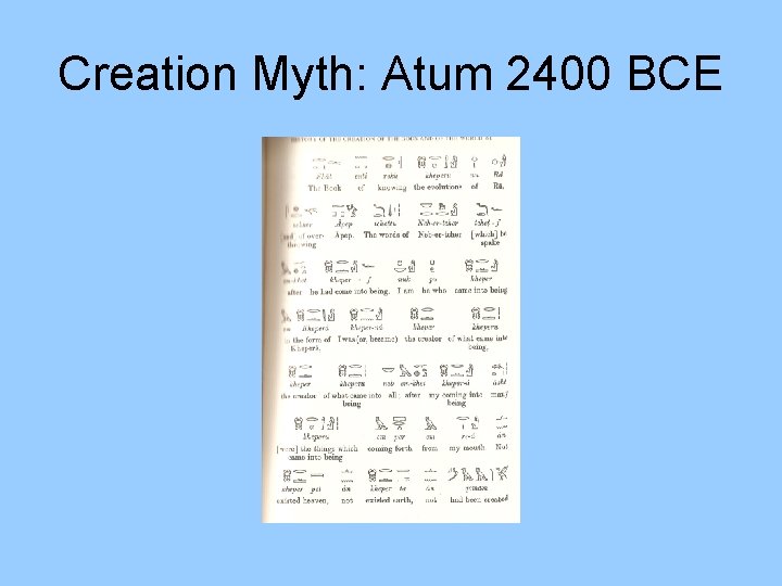 Creation Myth: Atum 2400 BCE 