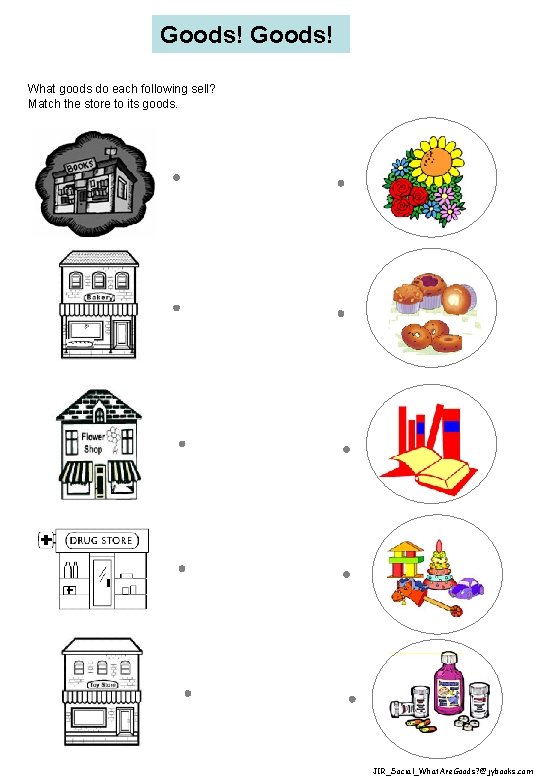 Goods! What goods do each following sell? Match the store to its goods. JIR_Social_What.