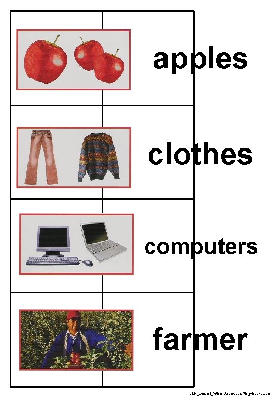 apples clothes computers farmer JIR_Social_What. Are. Goods? @jybooks. com 