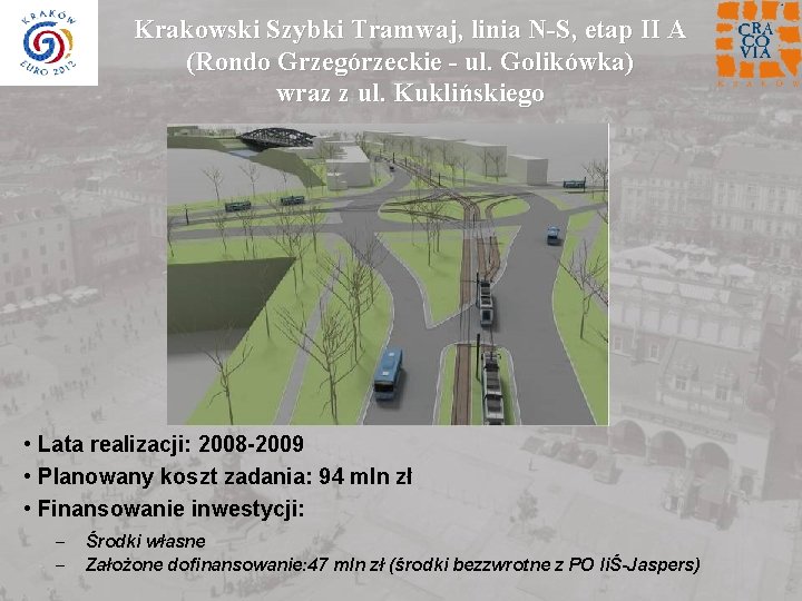 Krakowski Szybki Tramwaj, linia N-S, etap II A (Rondo Grzegórzeckie - ul. Golikówka) wraz