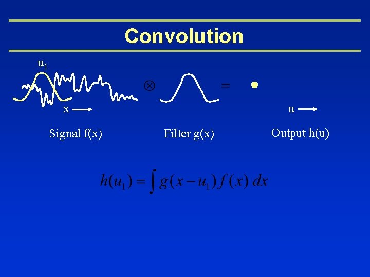 Convolution u 1 u x Signal f(x) Filter g(x) Output h(u) 