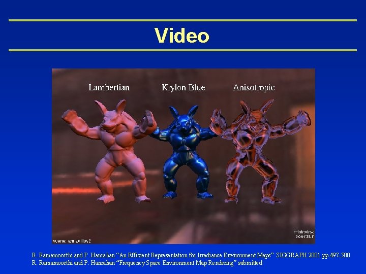 Video R. Ramamoorthi and P. Hanrahan “An Efficient Representation for Irradiance Environment Maps” SIGGRAPH