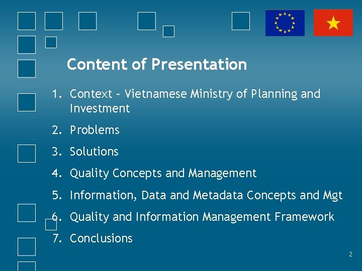 Content of Presentation 1. Context – Vietnamese Ministry of Planning and Investment 2. Problems