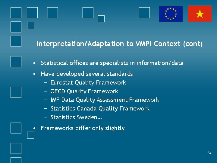 Interpretation/Adaptation to VMPI Context (cont) • Statistical offices are specialists in information/data • Have