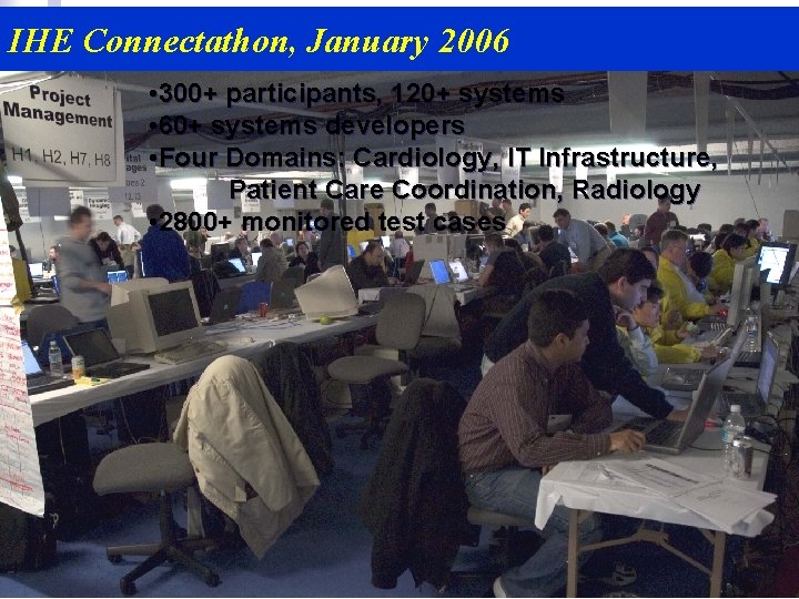 IHE Connectathon, January 2006 • 300+ participants, 120+ systems • 60+ systems developers •