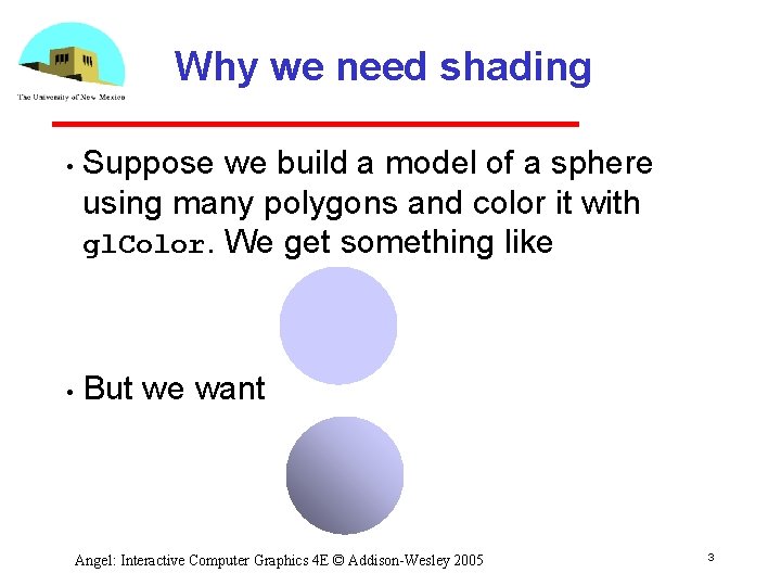 Why we need shading • • Suppose we build a model of a sphere