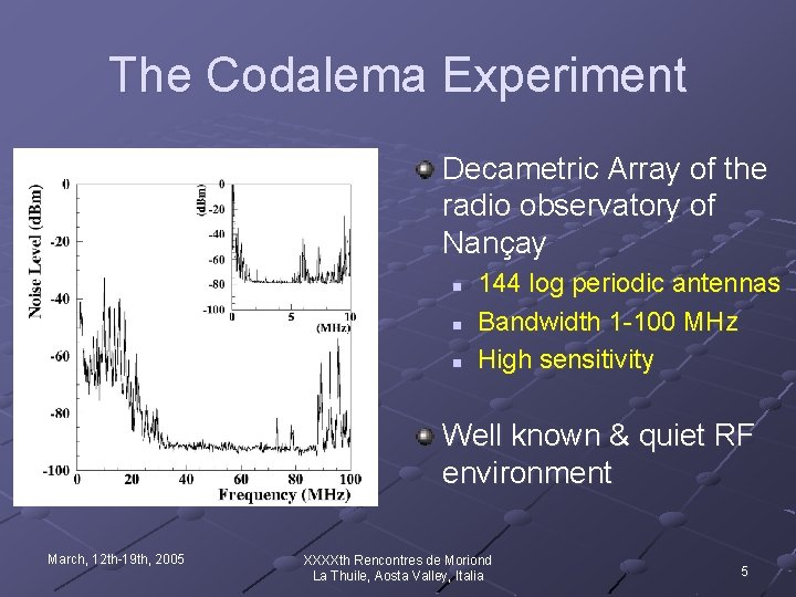 The Codalema Experiment Decametric Array of the radio observatory of Nançay n n n