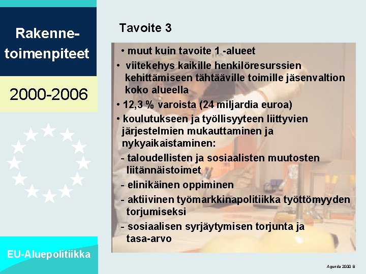 Rakennetoimenpiteet 2000 -2006 Tavoite 3 • muut kuin tavoite 1 -alueet • viitekehys kaikille