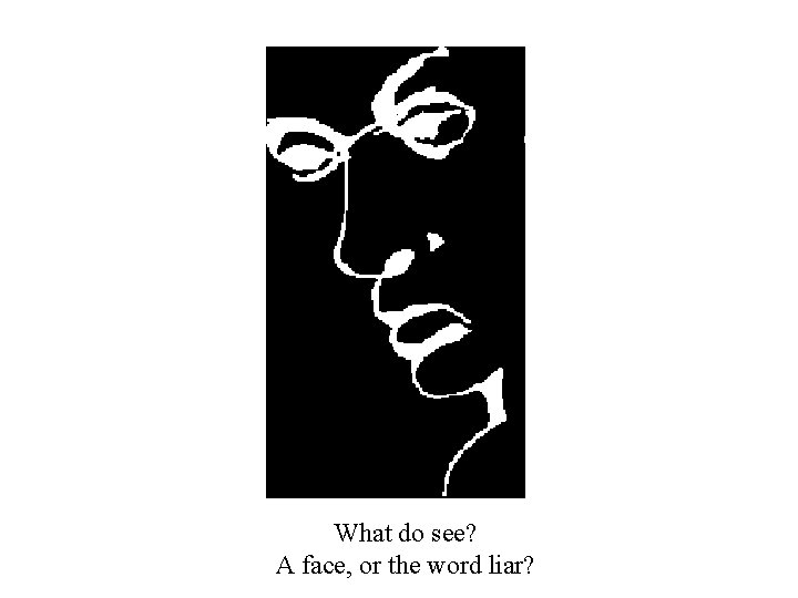 What do see? A face, or the word liar? What do see? A face, or the word liar?
