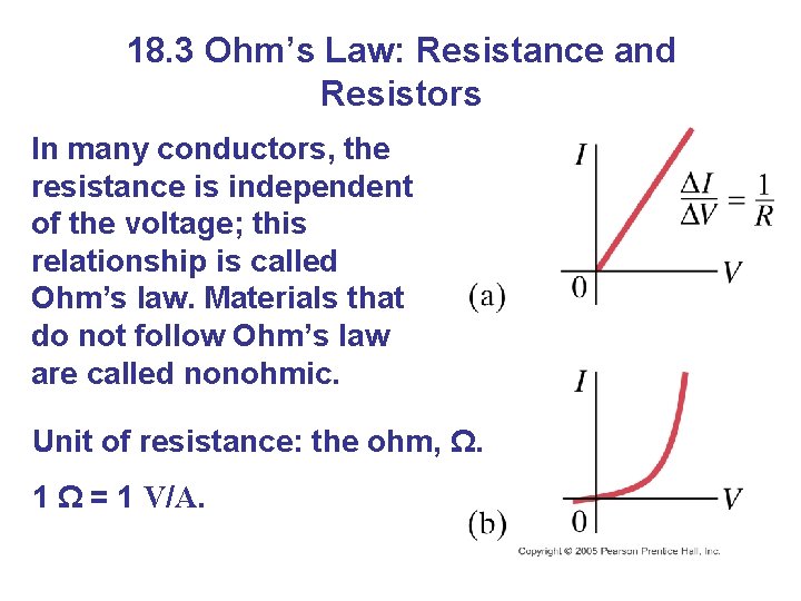 18. 3 Ohm’s Law: Resistance and Resistors In many conductors, the resistance is independent