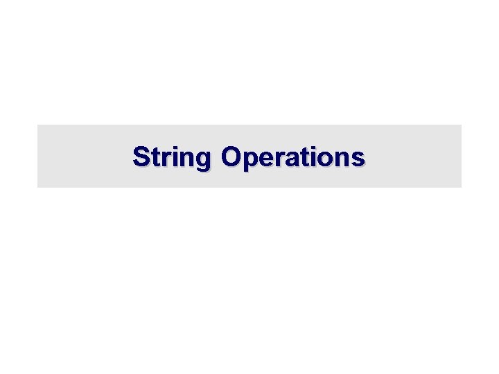 String Operations 