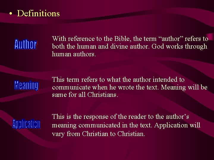  • Definitions With reference to the Bible, the term “author” refers to both
