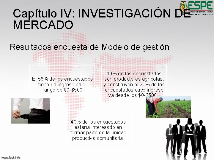 Capítulo IV: INVESTIGACIÓN DE MERCADO Resultados encuesta de Modelo de gestión El 56% de