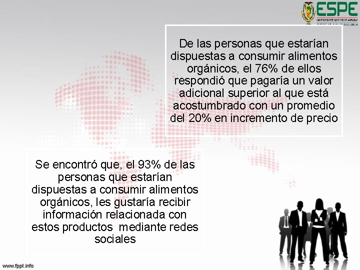 De las personas que estarían dispuestas a consumir alimentos orgánicos, el 76% de ellos