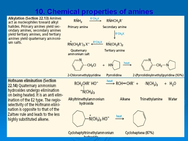 10. Chemical properties of amines 