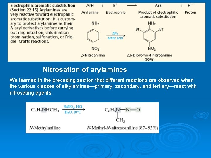 Nitrosation of arylamines We learned in the preceding section that different reactions are observed