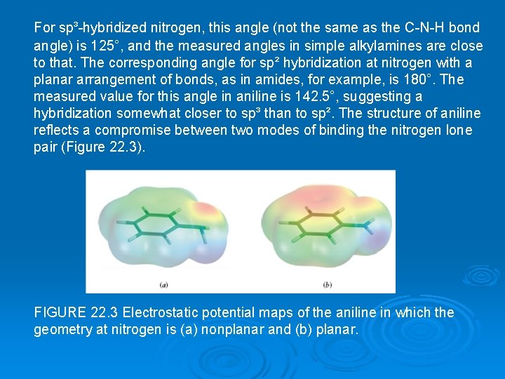 For sp³-hybridized nitrogen, this angle (not the same as the C-N-H bond angle) is