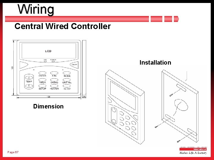 Wiring Central Wired Controller Installation Dimension Page 67 