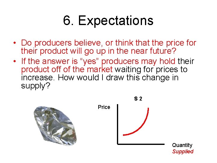 6. Expectations • Do producers believe, or think that the price for their product