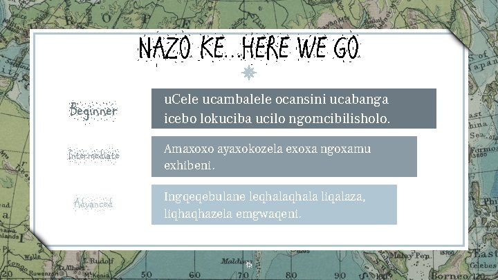 NAZO KE…HERE WE GO Beginner u. Cele ucambalele ocansini ucabanga icebo lokuciba ucilo ngomcibilisholo. NAZO KE…HERE WE GO Beginner u. Cele ucambalele ocansini ucabanga icebo lokuciba ucilo ngomcibilisholo.
