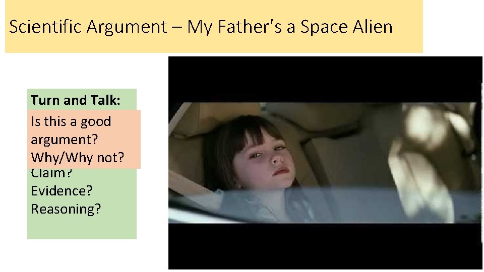 Scientific Argument – My Father's a Space Alien Turn and Talk: Is this a