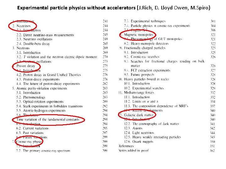 Experimental particle physics without accelerators (J. Rich, D. Lloyd Owen, M. Spiro) 