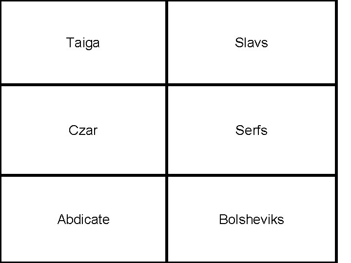 Taiga Slavs Czar Serfs Abdicate Bolsheviks 