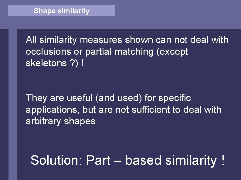 Vector Shape Comparison similarity All similarity measures shown can not deal with occlusions or