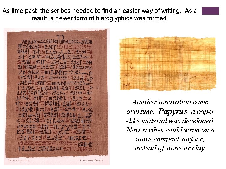 As time past, the scribes needed to find an easier way of writing. As