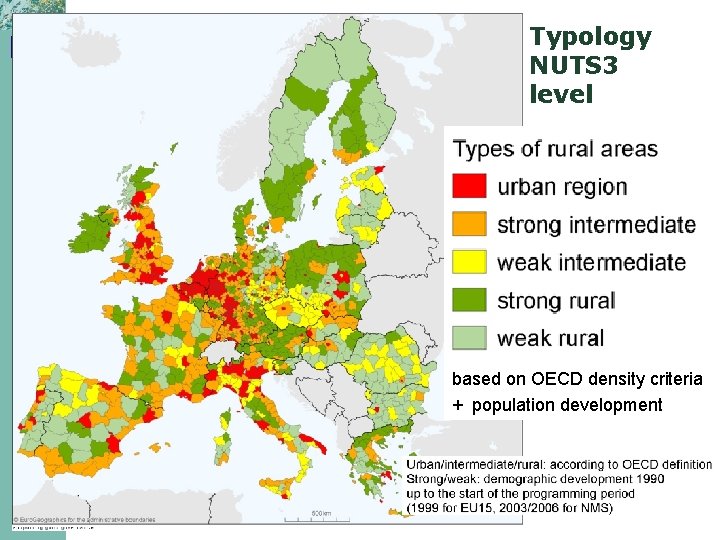 Typology NUTS 3 level based on OECD density criteria + population development 