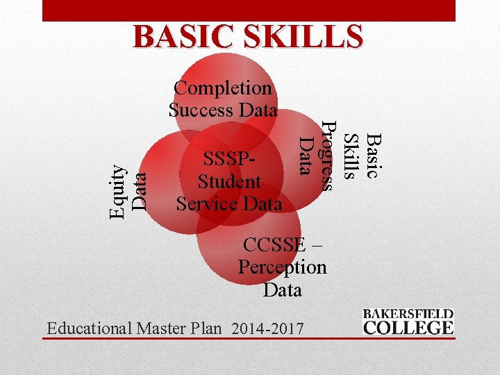 BASIC SKILLS Equity Data SSSPStudent Service Data Basic Skills Progress Data Completion Success Data