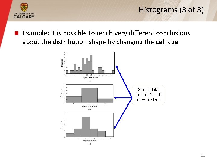 Histograms (3 of 3) Example: It is possible to reach very different conclusions about