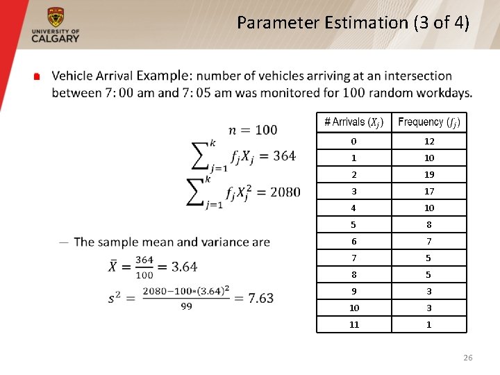 Parameter Estimation (3 of 4) § 0 12 1 10 2 19 3 17