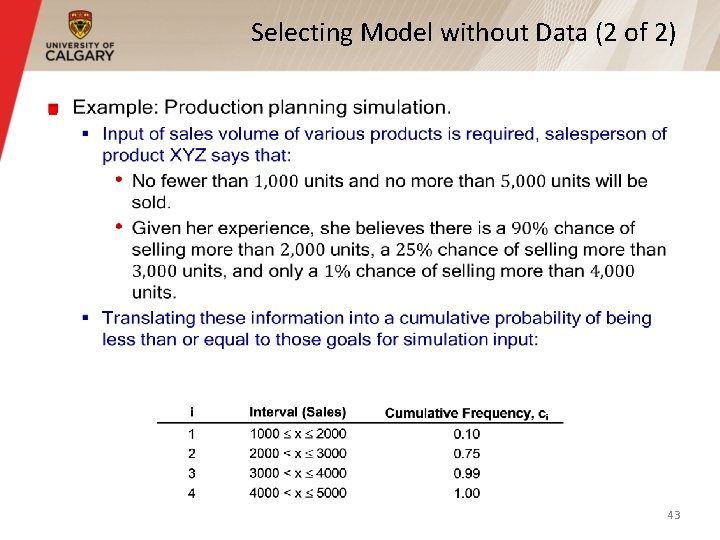 Selecting Model without Data (2 of 2) § 43 